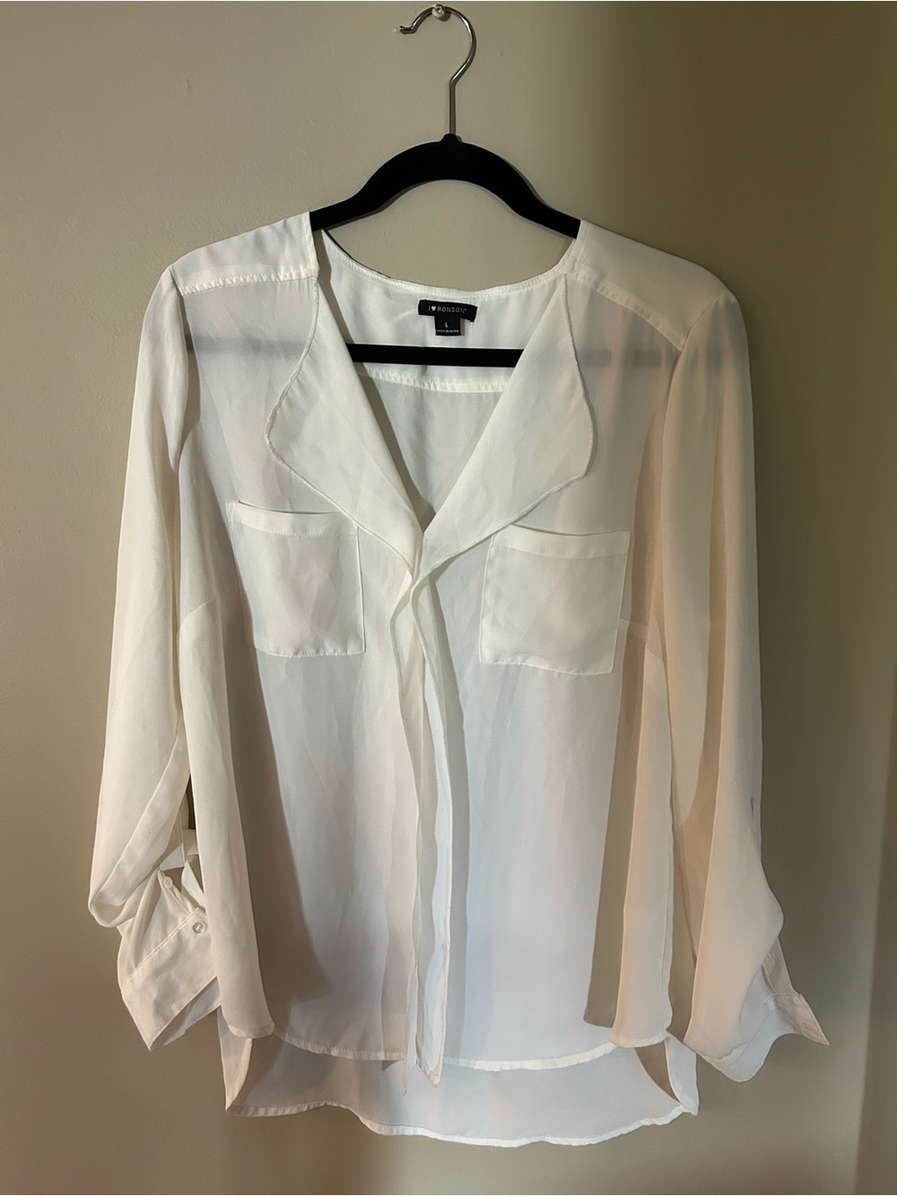 I ❤️ Ronson sheer ivory long sleeve blouse